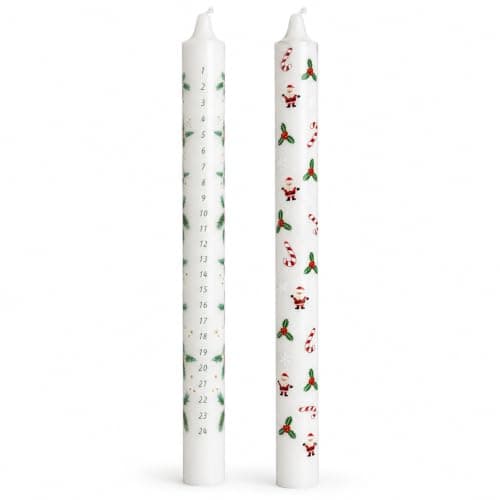 Christmas Advent Candle Traditional Xmas Decorations 2 Pack of Premium Quality Wax Candles Table Centre Piece Decs