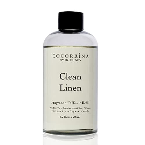 COCORRÍNA Reed Diffuser Refill with 8 Sticks, Clean Linen 200ml Scented Oil Refill for Reed Diffuser Home Fragrance for Bedroom, Bathroom Office Home Décor