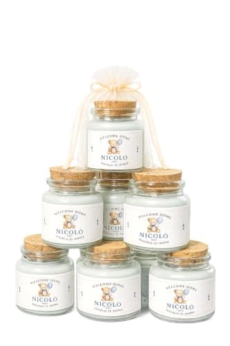 Personalised Scented Candle 50ml | Mini Candle Baby Shower Favour | Custom Name Soy Wax Candle | New Baby Welcome Home Gift | Personalised Gift Set for Guests