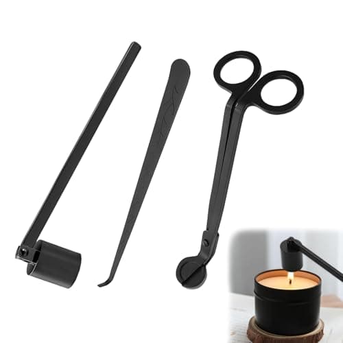 Xiciki 3 Pcs Candle Tools Accessory Set, Black Candle Wick Trimmer, Wick Trimmer, Candle Snuffer Set, Candle Snuffer, Candle Extinguisher, Essential Kit for Candle Lovers, candle cutter