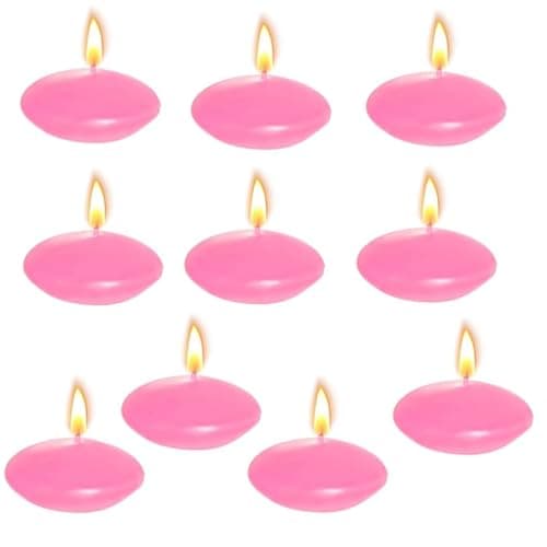 LiJuanWang 10 Pack Floating Candles (3.8 x 1.5cm),Water Floating Candles,for Bowl Vase Pool Wedding Christmas Table Centrepiece Party Decor Unscented,pink