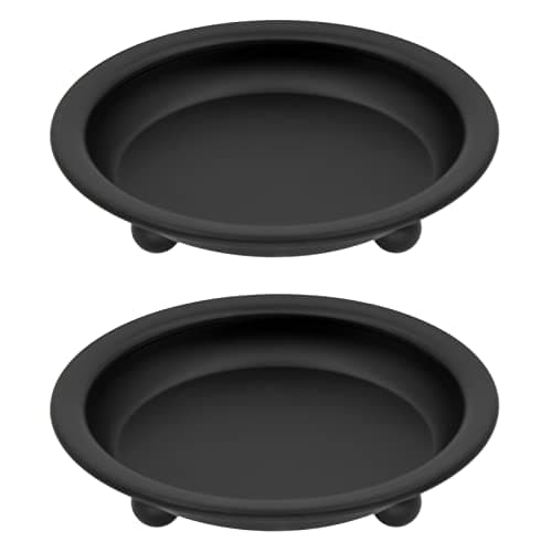 Thindolex Matte Black Iron Candle Plate, set of 2, Metal Saucer Style Candle Holder for Pillar/Scented/Flameless/Ball Candles, Decorative Candle Stand for Table Centerpiece