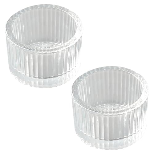 Qwrqwr Glass Tealight Candle Holders Decorative Votive Set of 2 Clear Table Centerpiece for Home Wedding Party Decoration (Clear)