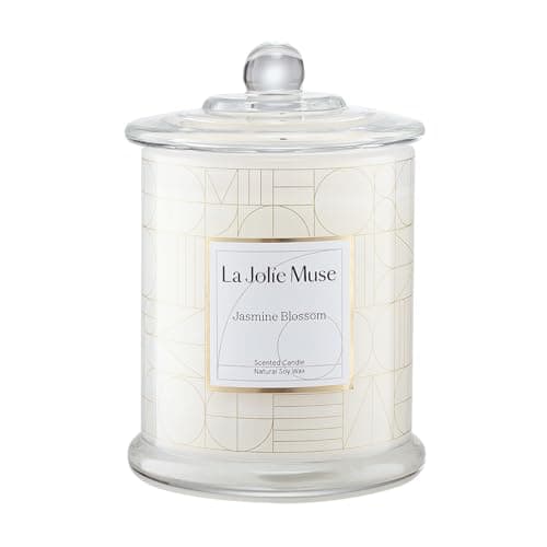 La Jolíe Muse Scented Candles Gifts for Women, Jasmine Candle Mothers Day Gifts Set Glass Jar 9.9Oz /280g, Natural Soy Wax Candles 70 Hours Long Burning