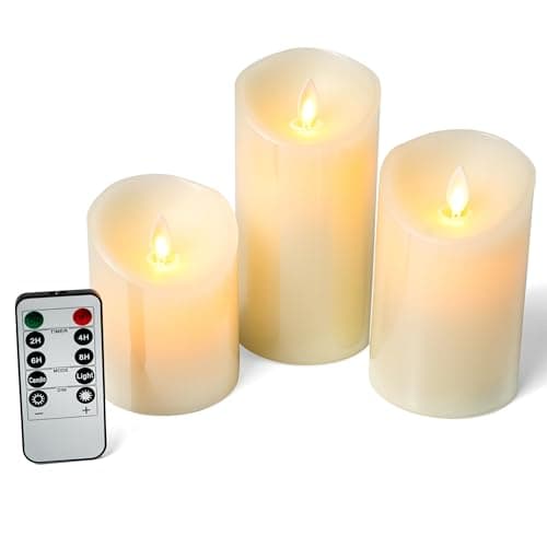 Crystals Set of 3 - Flameless LED Candles Battery Operated Real Wax Flickering Flame with Remote