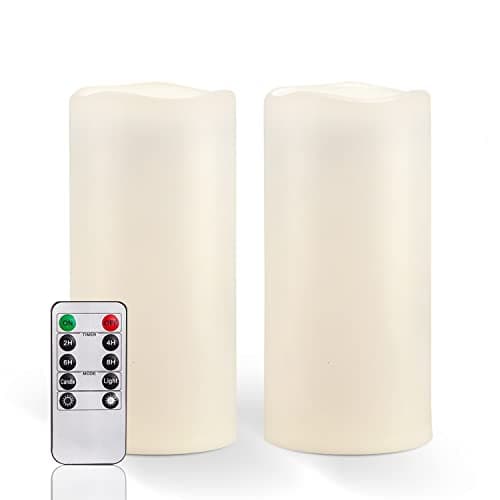 Homemory 4" x 8" Large LED Pillar Candles Outdoor Water Resistant, Set of 2