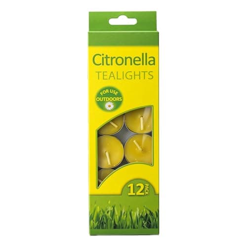ANGIX 12 x Citronella Insect Repellent Tealight Candles, Fresh Lime Scented Bug Repellent Ideal for Gardens, Patios, & Camping