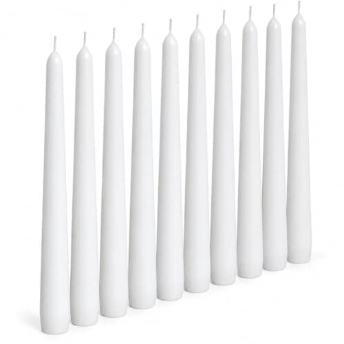 1ABOVE 50 Pack Tapered Dinner Candles | Unscented - Slow Burning Candles | Multi-Purpose | Smokeless Candles (White)