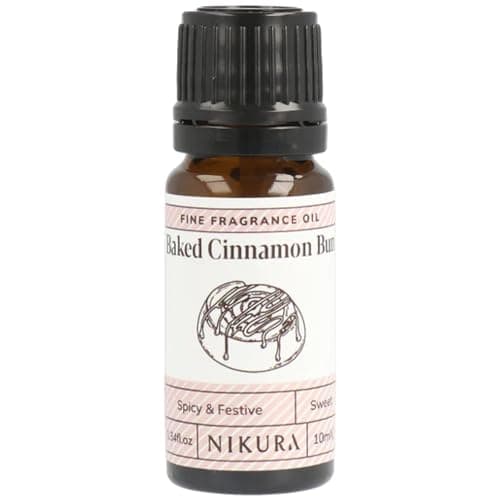 Nikura Baked Cinnamon Bun Fine Fragrance Oil - 10ml | Perfect for Soap Making, Candle Making, Wax Melts, Diffuser, Burner | Great for use in Bath Bombs, Perfume Scents | Vegan & UK Made