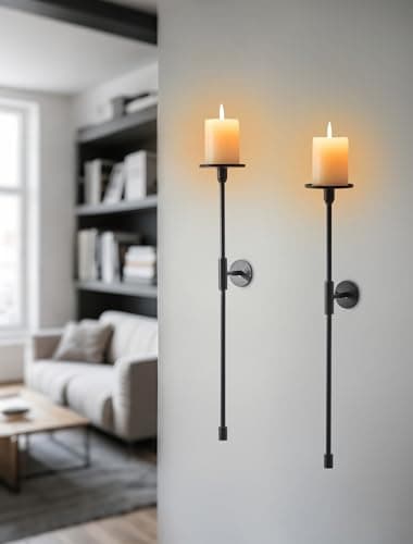 Sziqiqi Black Wall Candle Holders: 2 Pcs Metal Candle Sconces