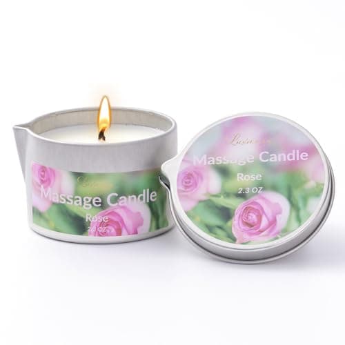 Massage Oil Candle Scented Low Temp, Vegan Soy Wax Body Treatment, 65g Rose