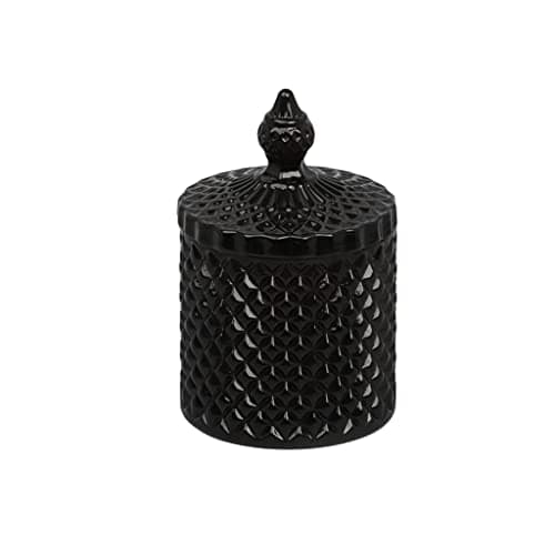 G Decor Misumi Black or White Glass Jar Candle, Sandalwood or Blueberry Scented, Natural Aroma Soy Wax, Great New Home Welcoming Gift, Black Smoke Free (Black)
