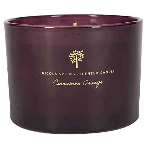 Nicola Spring Cinnamon & Orange Scented Candle - 350g - 38 Hour Burning Time Natural Soy Wax Double Wick Candles Relaxing Fragrance Aromatherapy Gift Set