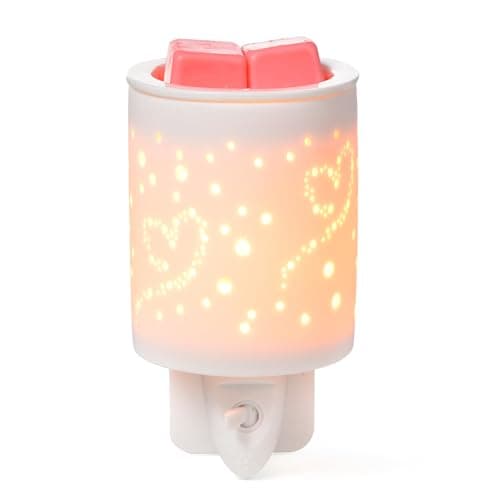 Wax Lume Ceramic Plug in Wax Melt Burner – Electric Wax Warmer with Heart-Shaped Light Effect, UK Socket, Removable Dish for Easy Clean, Home Fragrance Gift for Her, Relaxing Night Light