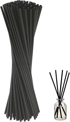 Muexoee 100 Pcs Black Rattan Reed Diffuser Sticks, 7.8 Inch Diffuser Refill Sticks, Decorative Reeds for Diffusers, Essential Oil Aroma Replacement Sticks for Home
