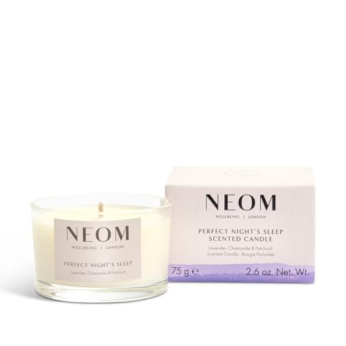 NEOM- Perfect Night's Sleep Scented Candle, Travel Size | Lavender, Chamomile & Patchouli| Essential Oil Aromatherapy Candle | Scent to Sleep