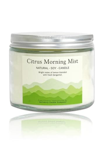 Luxury White Soy Wax Candle with Lemon & Bergamot, Uplifting Aromatherapy for Focus and Energy, Hand Poured Scented Candle, Natural Wax, Long Burning, Fresh Clean Scent, in Gift Box