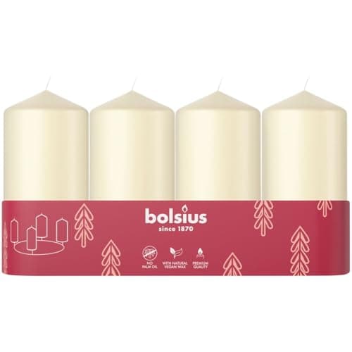 Ivory Unscented Pillar Candles, Set of 4
