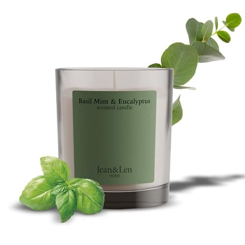 Jean & Len Scented Candle Basil Mint & Eucalyptus, Vegan, 195 g