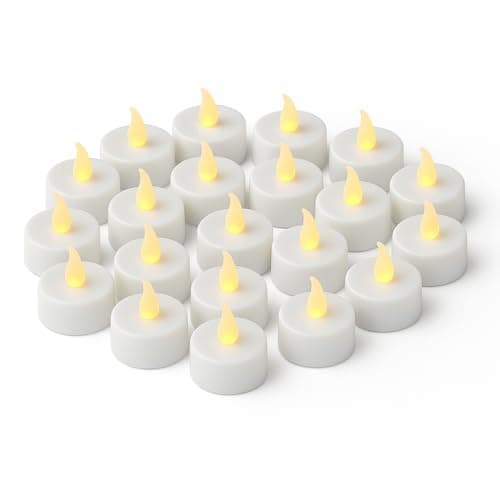 VIROSA 24 Pack LED Tealights – Bright Flickering Flameless Candles with Realistic Glow – Battery Operated with Batteries Included – Yellow