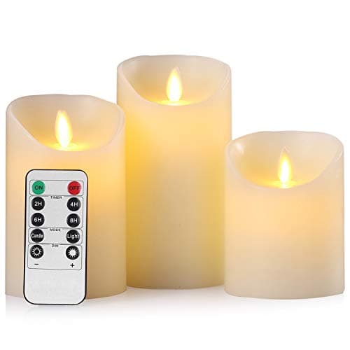 LED Pillar Candle Set with Remote Control, Set of 3