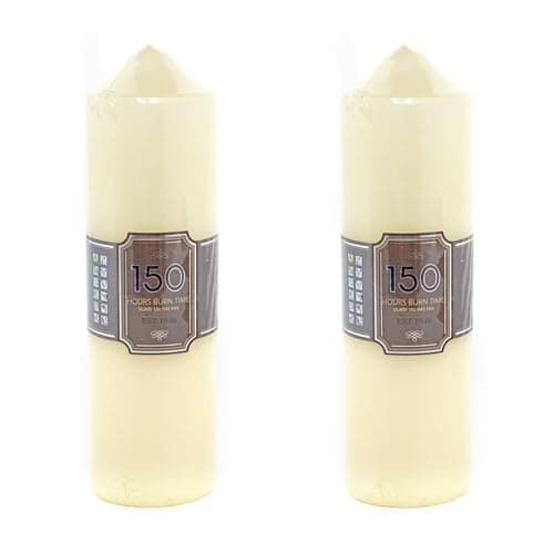 OnlineStreet Church Pillar Candles - Unscented Overdipped White Candles with Long Burning Times of 150 Hours, 24 cm Tall (Pack of 2), 7 cm