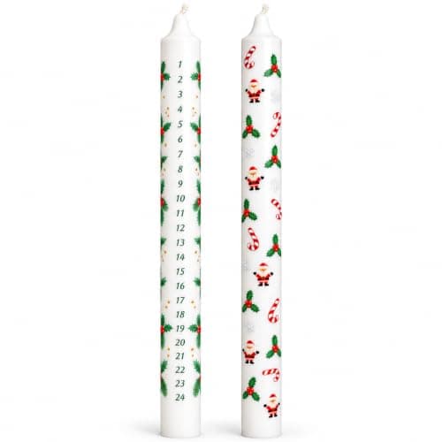 Christmas Advent Candle Traditional Xmas Decorations 2 Pack of Premium Quality Wax Candles Table Centre Piece Decs