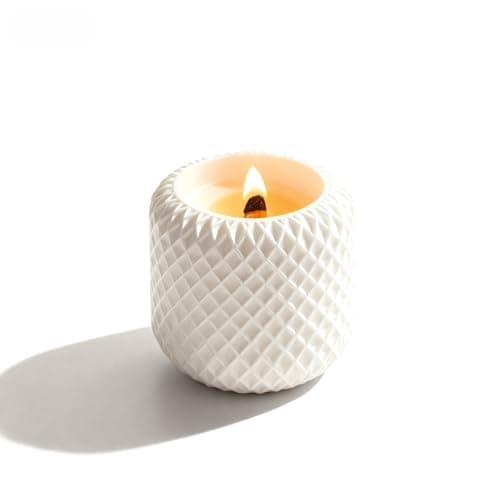 Grid Cup Scented Candles, Rose Natural Soy Wax Candle for Home, Aesthetic Textured Ceramic Jar Aromatherapy Candles for Relaxation, Stress Relief, Bedroom Decor, Anniversary Birthday Gifts for Women