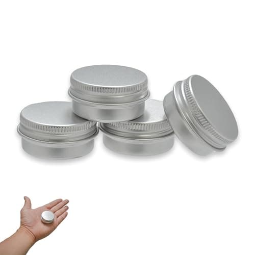 Aluminium Empty Containers, 4 Pcs Round Travel Cream Jars, 10 ml Empty Aluminium Tins with Lids Little Tin Pots Cosmetic Pots for Lip Balm, Lotion, Cream, Masks, Mini Candles, Cosmetics (Silver)