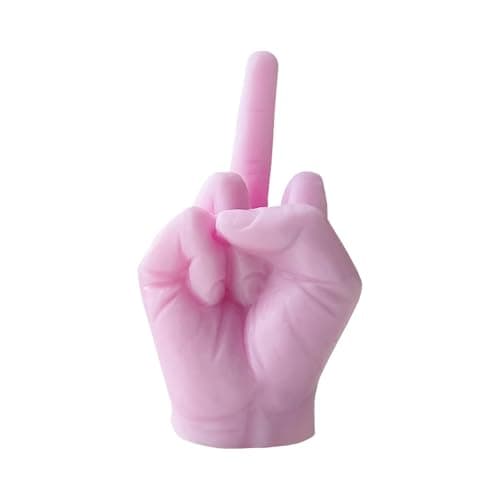 Unique Middle Finger Shaped Novelty Candle - Stylish Teen Room Decoration, Birthday Gift - Pink (5.4 x 4.5 x 9.2cm)