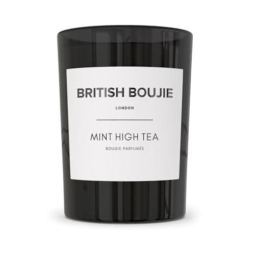 British Boujie Mint High Tea Luxury Scented Candle - Luxurious Spices Vanilla and Mint Highly Scented Fragrance, Long Burn Time - Large 10 oz, 280gm Natural Wax - Scented Candle Gifts for Women & Men