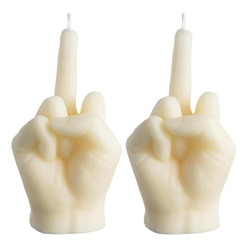 2White Scented Candle Set - Funny Middle Finger Candles for Quirky, Cool and Funky Bedroom Decor & Home Accessories, Novelty Gift (2-Pack)
