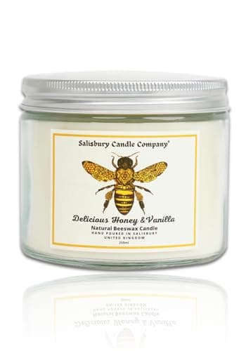 Luxury White Beeswax Candle with Honey & Vanilla, Comforting Aromatherapy Blend for Relaxation and Warmth, Hand Poured Scented Candle, Natural Wax, Long Burning, Sweet Scent, in Gift Box