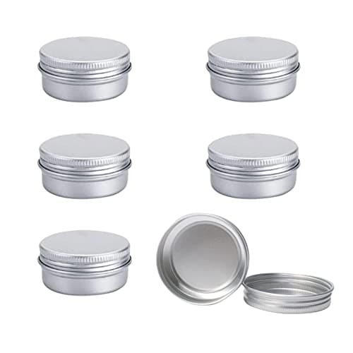 6Pcs Aluminium Tin Jars with Screw Lids,Round Travel Cream Jars,Aluminium Empty Containers,5ml Empty Cosmetics Containers Pots for Lip Balm,Candle Making,Cream,Sample,Powder,Cosmetics(silver)