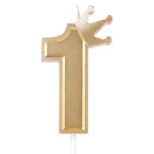 AIEX 3inch Birthday Number Candle, 3D Candle Cake Topper with Crown