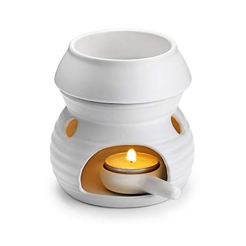 BSTKEY Ceramic Essential Oil Wax Melt Burner with Candle Spoon, White