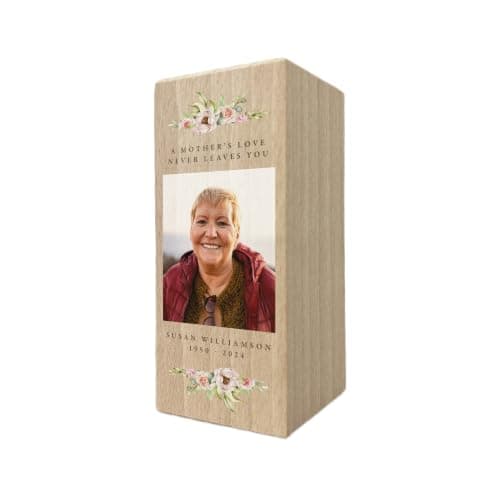 Personalised Photo Tea Light Holder Floral Wood Memorial Gift 13cm