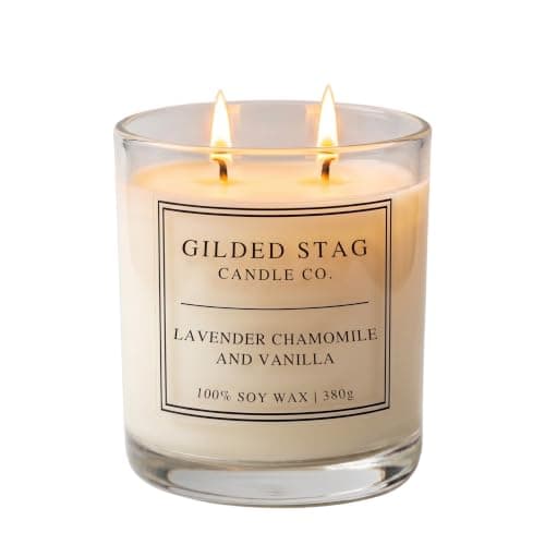 Lavender, Chamomile & Vanilla 2 Wick Scented Candle - Gilded Stag Candle Co