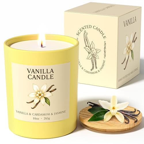 NORVENCE Vanilla Candles Gifts for Women, Scented Candle Gifts Set for Her, 283g Soy Candles with Bamboo Lid, Birthday Gifts for Women and Men, Hand-Poured Candle for Relaxation, Home Decor