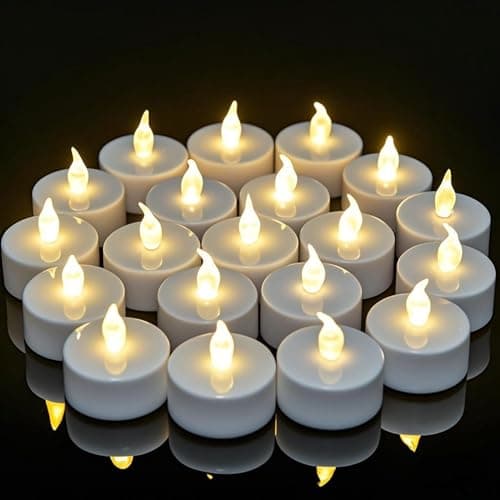VETOUR LED Tealights Candles丨24 Pack Realistic Battery Operated Tealight丨Long Lasting Flickering Tealights Electric Candles Ideal for Christmas, Holiday, Wedding, Dinner, Home Decor(Warm White)
