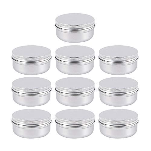 10 PCS 100ml Aluminum Tin Jars Round Metal Cosmetic Lids Screw Top Metal Cans Sample Pots for Cream, Lip Balm, Cosmetic, Candles, Candy, Jewelry, Tea, Travel Storage Silver (100ML)