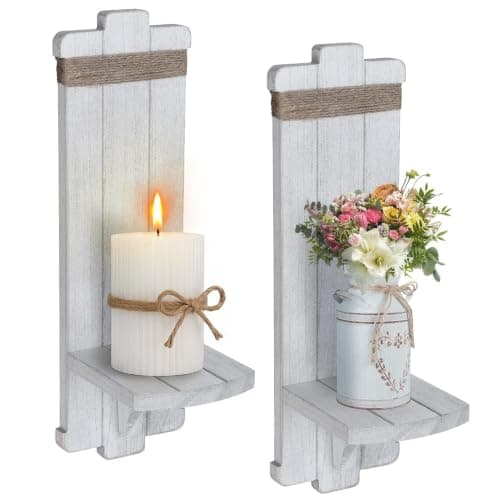 Alphatool 2 Piece Nordic Style Wooden Wall Candle Holders