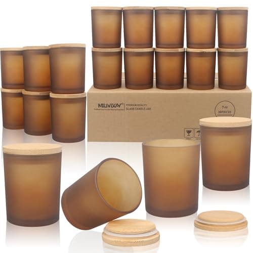 MILIVIXAY 20 Pack 7 OZ Frosted Amber Thick Glass Candle Jars with Lids - Bulk Empty Candle Jars for Making Candles - Spice, Powder Containers.