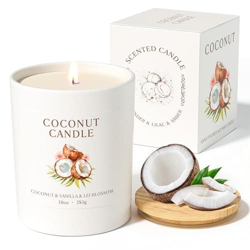 NORVENCE Coconut Candles Gifts for Women, Scented Candle Gifts Set for Her, 283g Soy Candles with Bamboo Lid, Birthday Gifts for Women and Men, Hand-Poured Candle for Relaxation, Home Decor