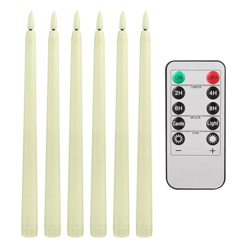 Teynewer LED Taper Candles, Battery Operated Flameless Fake Candle, 6 Pack