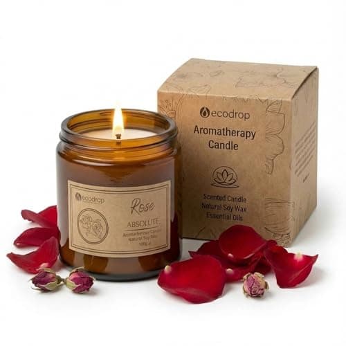 Ecodrop Rose Absolute Candle 100g, Natural Soy Wax & Essential Oil