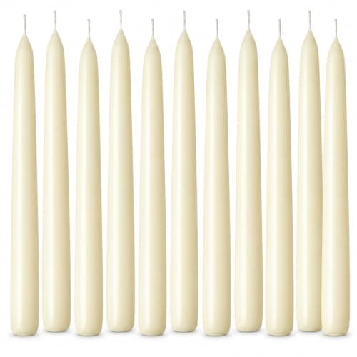 1ABOVE 10 Pack Tapered Dinner Candles | Unscented - Slow Burning Candles | Multi-Purpose | Smokeless Candles (Ivory)