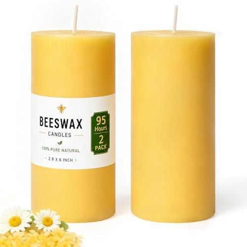 Yorkshire Beeswax Pillar Candle, 12cm