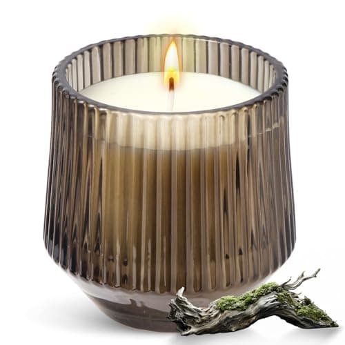 PPIFAS Teakwood & Tobacco Scented Candle, Green Woody Soy Scented Candle,Warm Saffron Candles for Women Men
