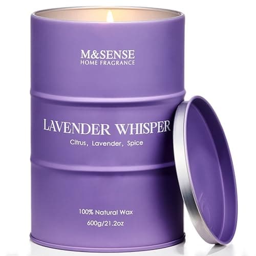 M&SENSE Lavender Soy Large Scented Candles Gifts for Women, 600g 130 Hour Candles Long Burning for Sleep, Luxury Aromatherapy Candle for Stress Relief Meditation, Non Toxic Candles for Home